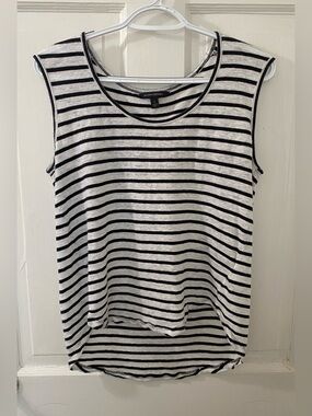 Banana Republic Black & White Striped Sleeveless Tank